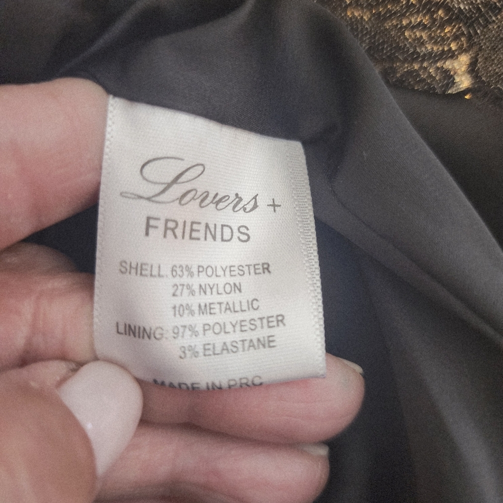LOVERS + FRIENDS STRAPLESS GOLD JAQUARD MINI DRESS BACK ZIPPER SIZE XS - Picture 9 of 15